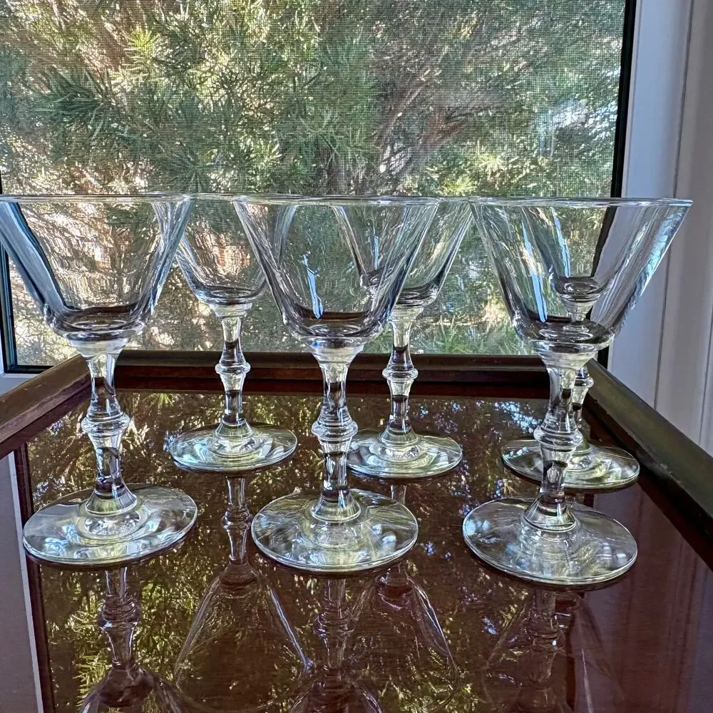 Set of 6 Libbey Georgian 5.5 Inch Stem Cocktail Glasses